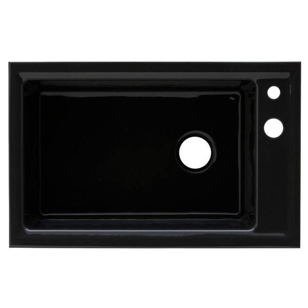 KOHLER Indio Undermount Cast Iron 33 in. 2-Hole Single Bowl Kitchen Sink in Black Black
