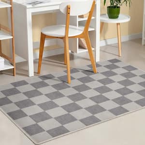 Grey 3 ft. 3 in. x 5 ft. Flat-Weave Apollo Square Modern Geometric Boxes Area Rug