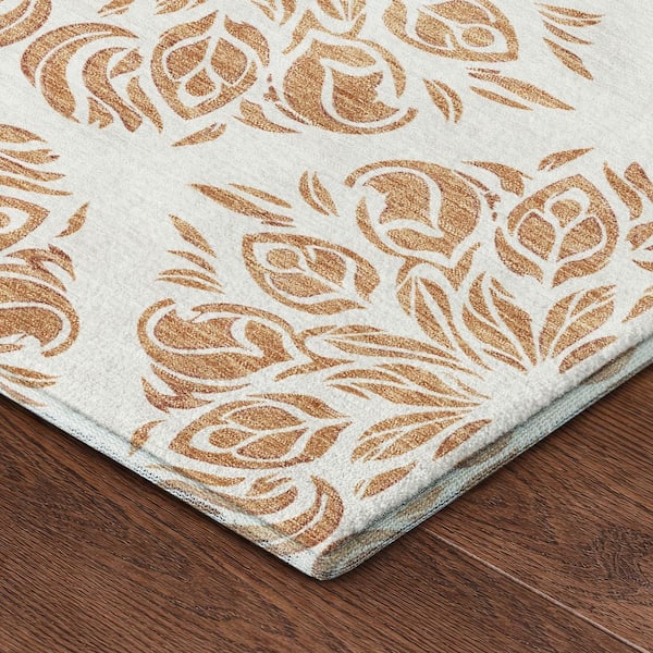 Mayfield Premium Machine Washable Abstract AMF2456 Copper 5 ft. x 7 ft. 6 in. Area Rug