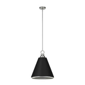 Klein 3-Light Brushed Nickel Island Pendant Light with Matte Black Metal Shade