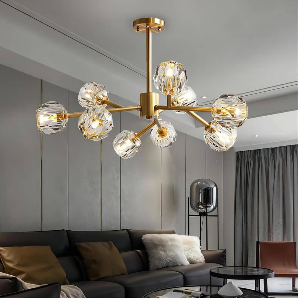 SILJOY 9-Light Solid Brass Modern Crystal Chandelier SHLP-JH003-80 ...