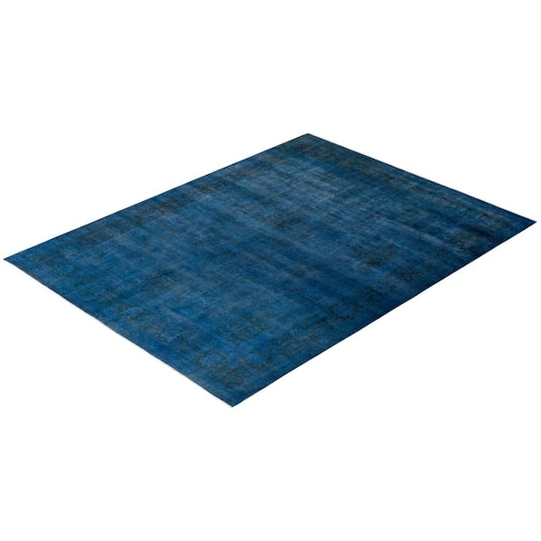 Overdyed Blue 9 ft. 2 in. x 12 ft. 2 in. Wool Indoor Area Rug