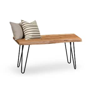 Hairpin 36 in. Brown Natural Live Edge Wood with Metal Dining Bench