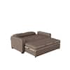 Brown sofa bed with pull-out feature extended.