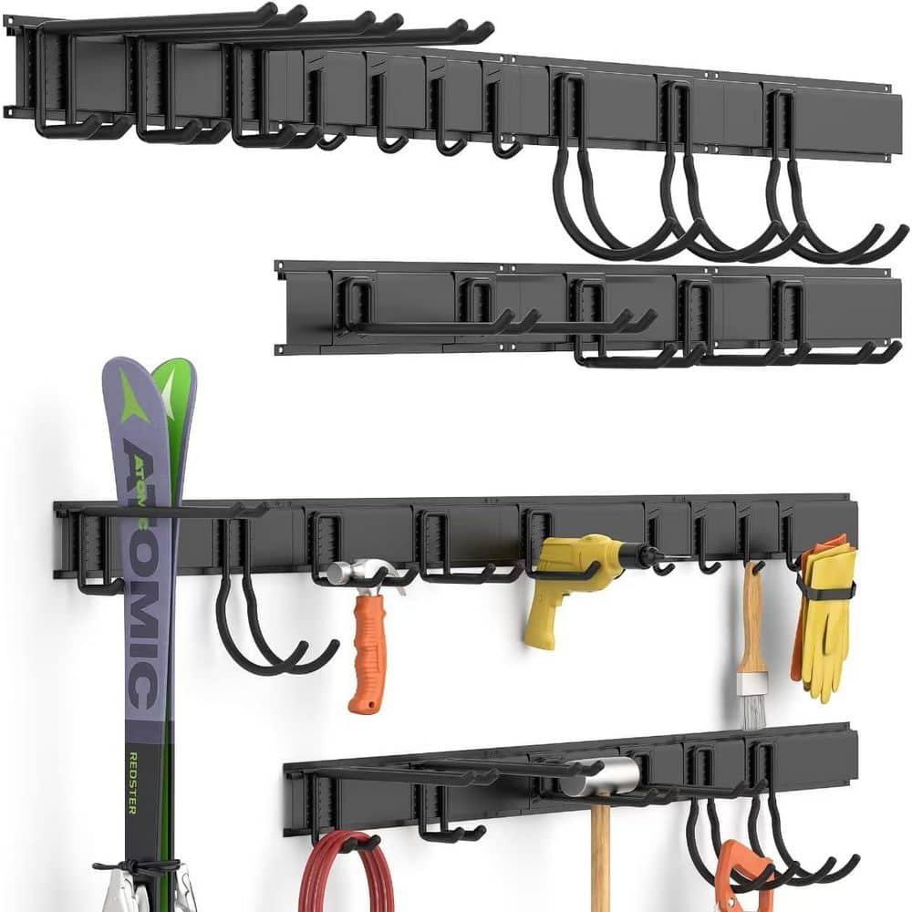 Heavy-Duty Wall-Mounted Garden Tool Organizer Rack with 15 Hooks, Black Alloy Steel, Scratch Resistant price history on PriceWatchPro