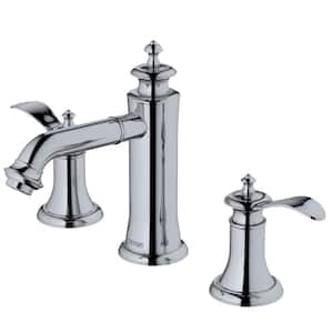 Vineyard Widespread 2-Handle 3 Hole Bathroom Faucet with Matching Pop-Up Drain in Chrome