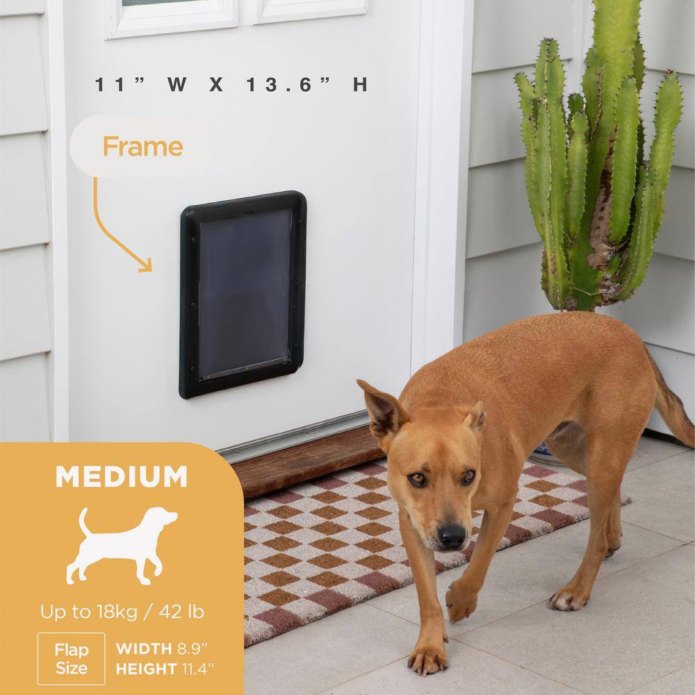 Medium Black ABS Pet Door with Lock for Cats and Dogs