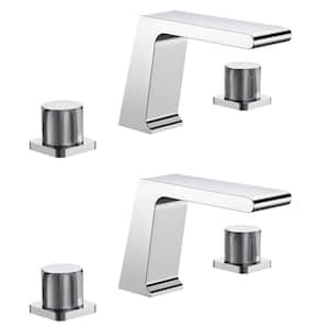 Waterfall 8 in. Deck Mount Double Handle Bathroom Faucet in Chrome Valve Included (2-Pack)