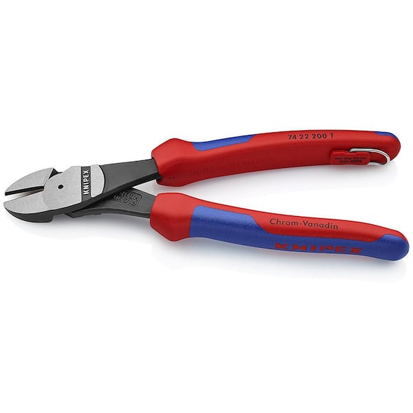 KNIPEX in. Angled High Leverage Diagonal Cutting Pliers with  Dual-Component Comfort Grips and Tether Attachment 74 22 200 T BKA The  Home Depot