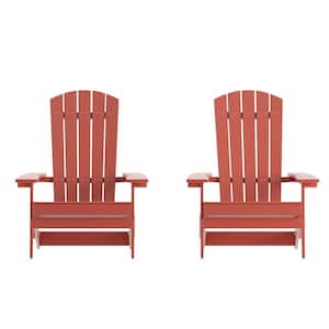 Red Faux Wood Resin Adirondack Chair (Set of 2)