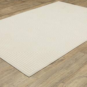 Rayder Ivory Doormat 3 ft. x 5 ft. Geometric Squares Polypropylene/Polyester Indoor Area Rug