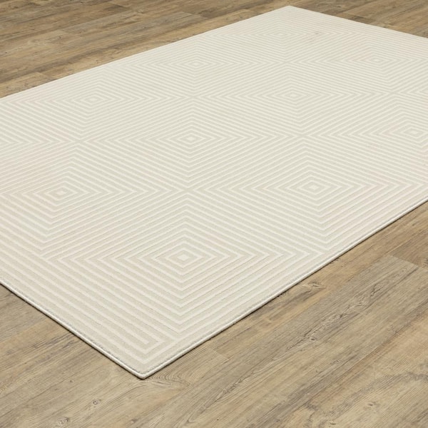 Rayder Ivory Doormat 3 ft. x 5 ft. Geometric Squares Polypropylene/Polyester Indoor Area Rug