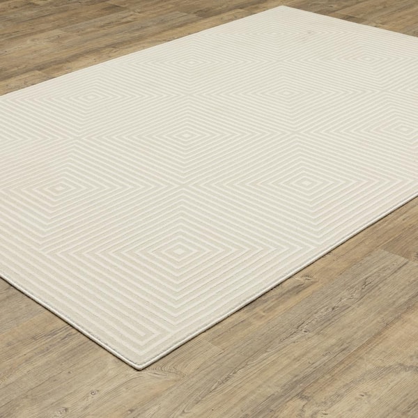 Rayder Ivory 10 ft. x 13 ft. Geometric Squares Polypropylene/Polyester Indoor Area Rug