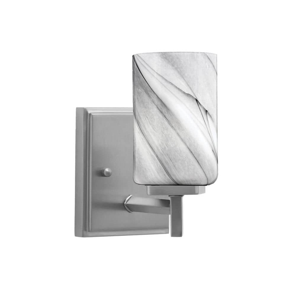 Graphite Light Fitting Bridgewater 4.5 in. 1 Light Graphite Wall Sconce with 4 in. Onyx Swirl ...