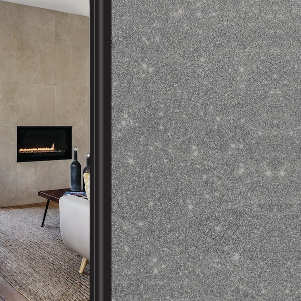 HIDBEA 17.5 in. W x 78.7 in. L Grey Glitter Frosted Privacy Window Film