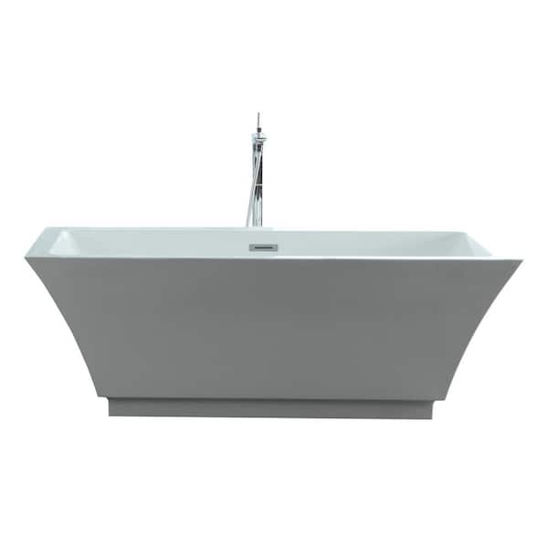 Virtu USA Serenity 59 in. x 30 in. Freestanding Flatbottom Soaking Bathtub