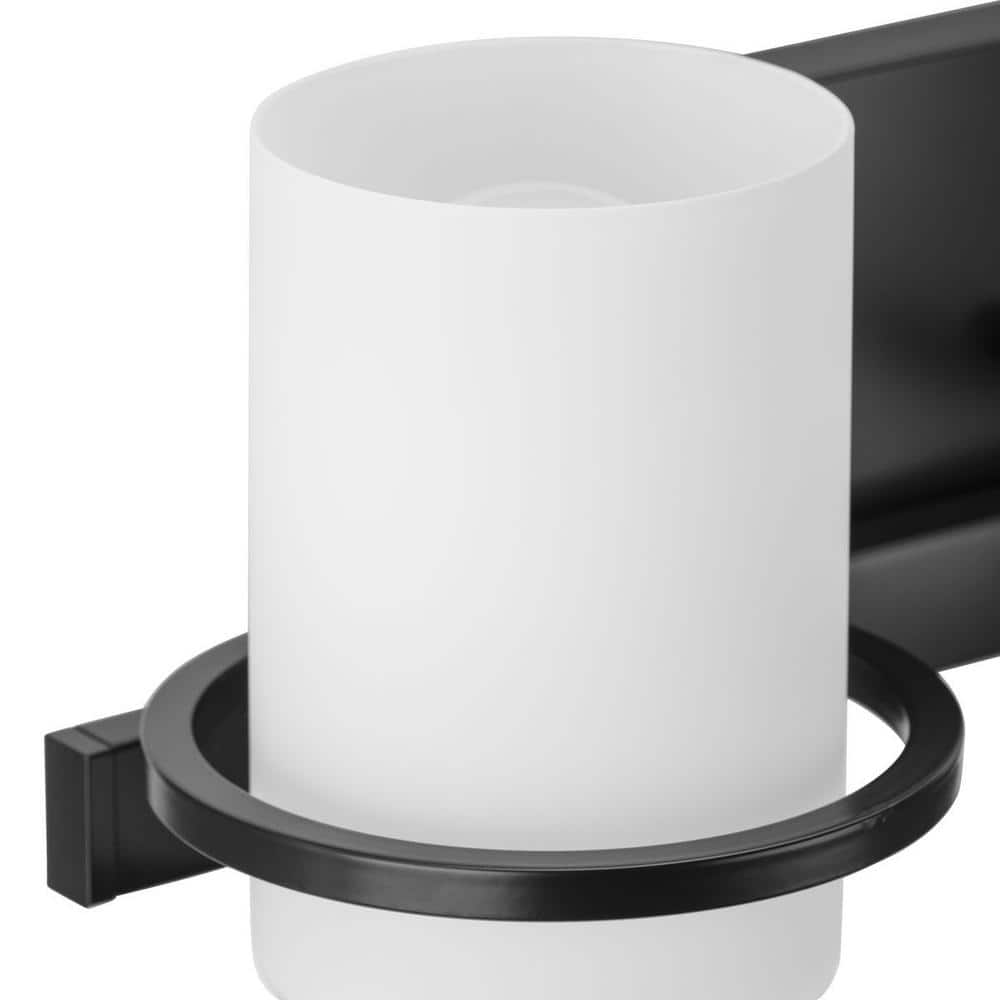 Matte Black and White Glass 2-Light Vanity Fixture