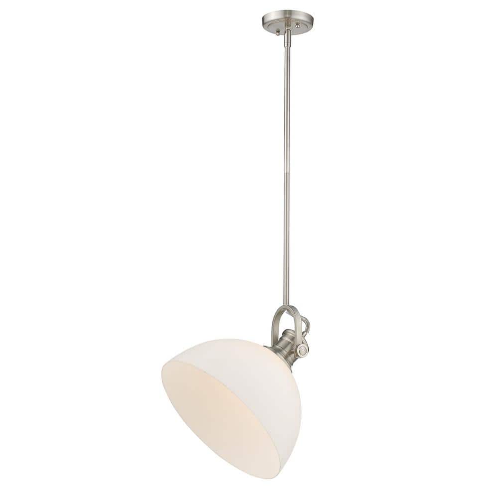 13.5'' Matte Black Transitional Bowl Pendant with Opal Glass