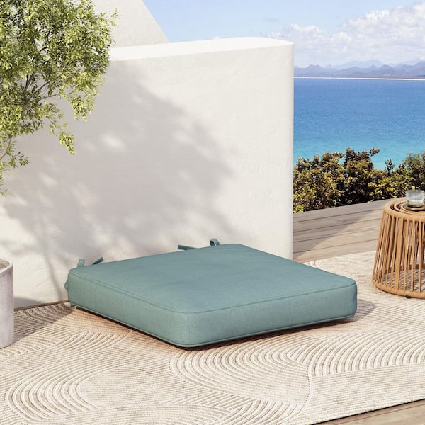 Noah 19 in. x 19 in. Patio Seat Pad Square Outdoor Dining Chair Cushion, Teal
