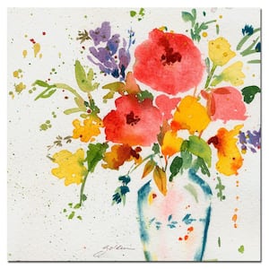 35 in. x 35 in. White Vase with Bright Flowers Canvas Art