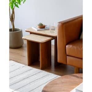 Tyrese Modern End Table, Brown, 18 in. H x 24 in. W x 16 in. D, 16 in. H x 15 in. W x 12 in. D