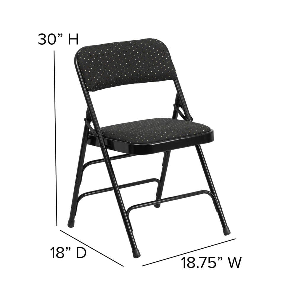 Black Patterned Fabric 30" Armless Metal Reception Chair