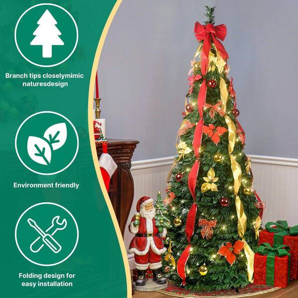 6 ft. Pop-Up Space-Saving Christmas Tree with 150 White UL Lights