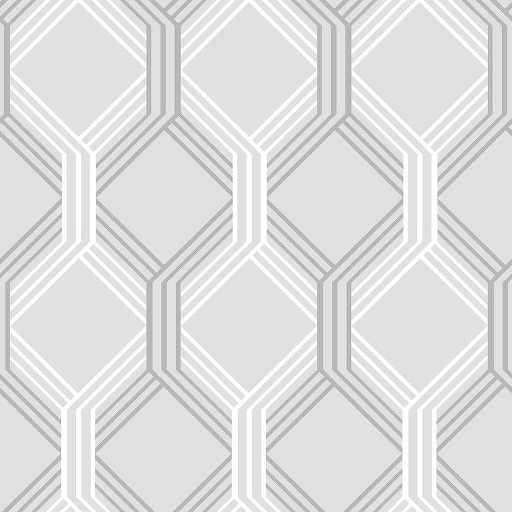 A-Street Prints Linkage Grey Trellis Grey Wallpaper Sample 2697 ...