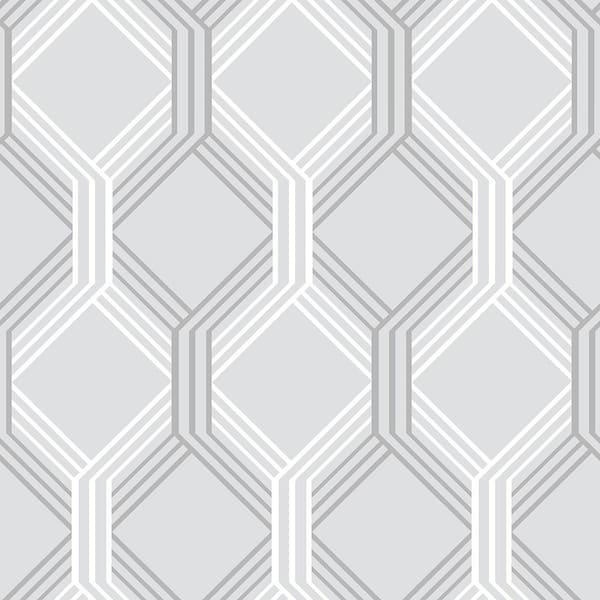 A-Street Prints Linkage Grey Trellis Grey Wallpaper Sample