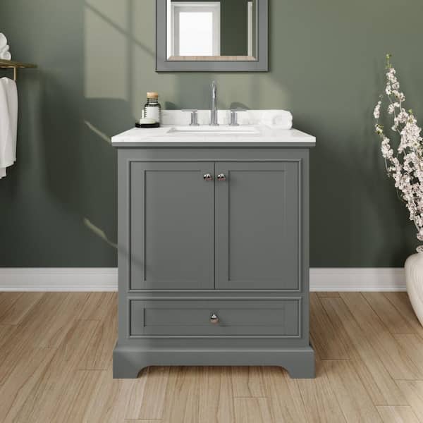 Deborah 30 in. Single Freestanding Dark Gray Bath Vanity with Carrara Cultured Marble Top