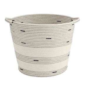Round Cotton Rope Black and White Tote Storage Basket