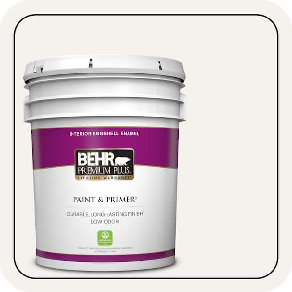 BEHR PREMIUM PLUS 5 gal. #PR-W14 Bit of Sugar Eggshell Enamel Low Odor Interior Paint & Primer