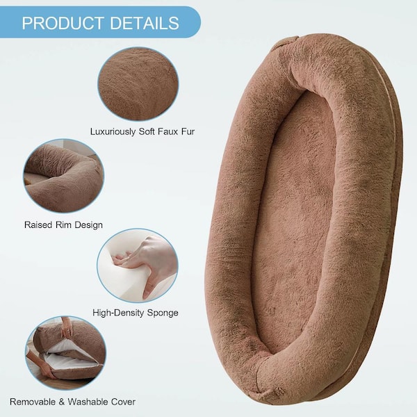 BOZTIY Human Dog Bed 72 in. x 51 in. x 12 in. Giant Dog Bed for Adults &  Pets Washable Large Bean Bag Bed for Humans (L, Khaki) I1600142-KH-LDH -  The Home Depot