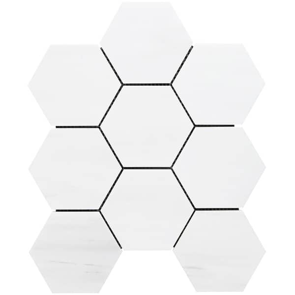 Ivy Hill Tile Bianco Dolomite White 6 in. x 0.38 in. Polished Marble Floor and Wall Mosaic Tile Sample