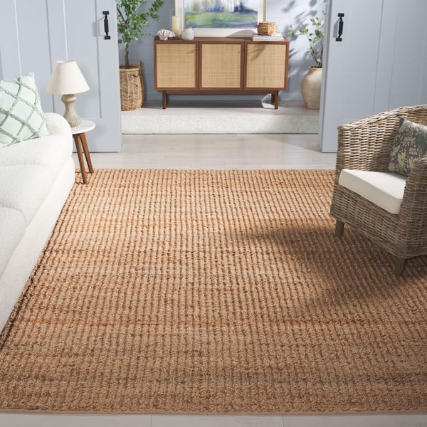 Natural Fiber 8 ft. x 10 ft. Natural Solid Woven Modern Area Rug