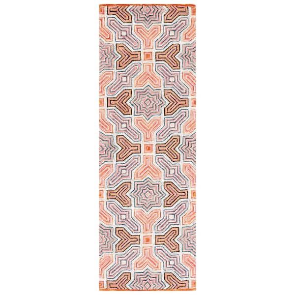 SAFAVIEH Aspen Pink/Orange 2 ft. x 8 ft. Geometric Runner Rug