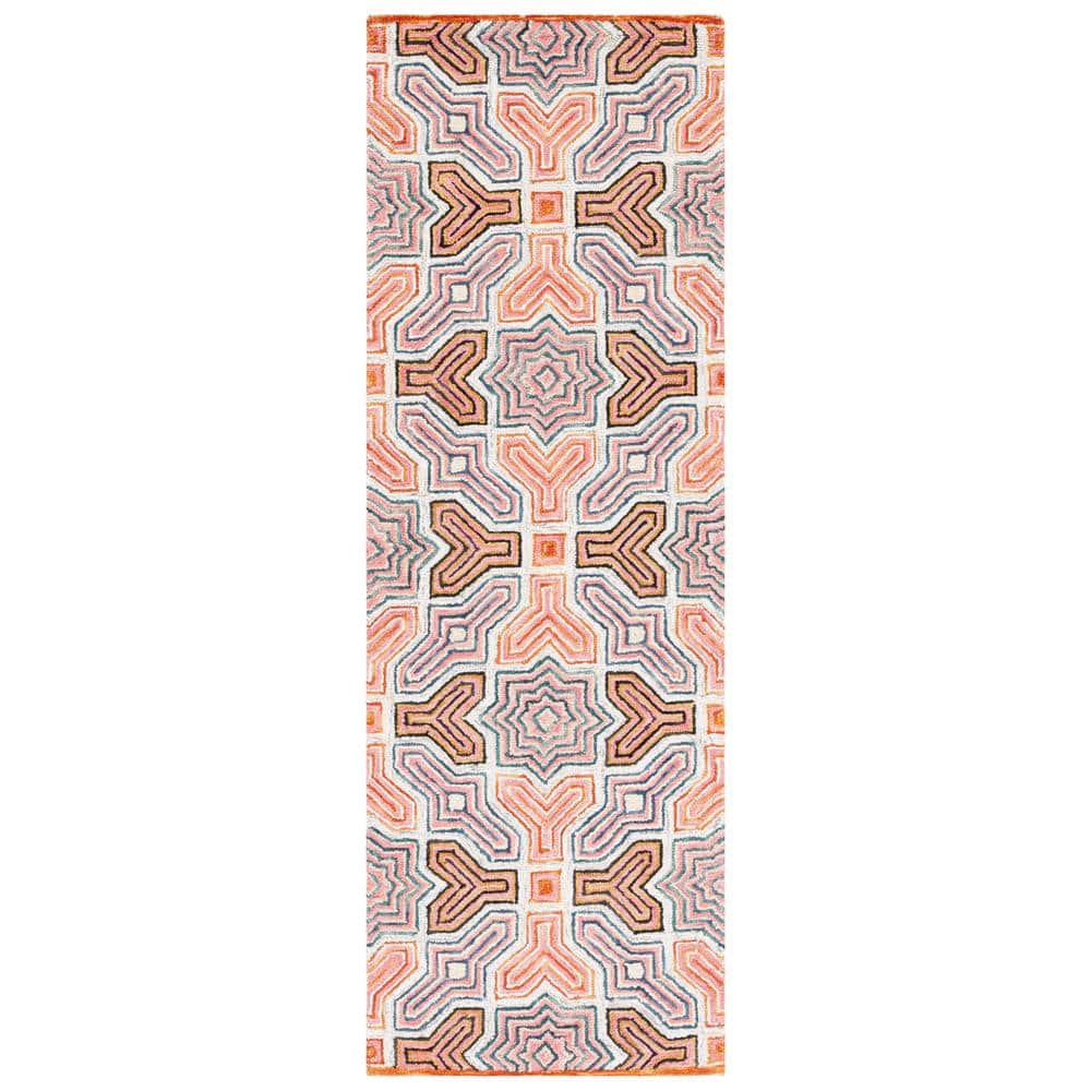 SAFAVIEH Aspen Pink/Orange 2 ft. x 9 ft. Geometric Runner Rug APN260U ...