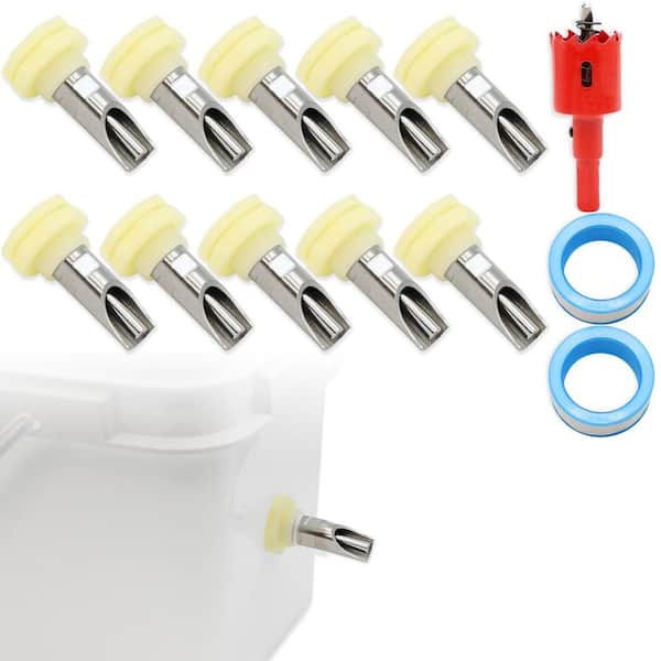 10-Pack Pig Waterer Nipples with Copper Head and Stainless Steel for Barrel Feeder & Poultry Watering Systems