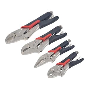 Locking Pliers Set, Curved Jaw, Strength Jaw Long Nose, Cushioned Grip (4-Piece Set)