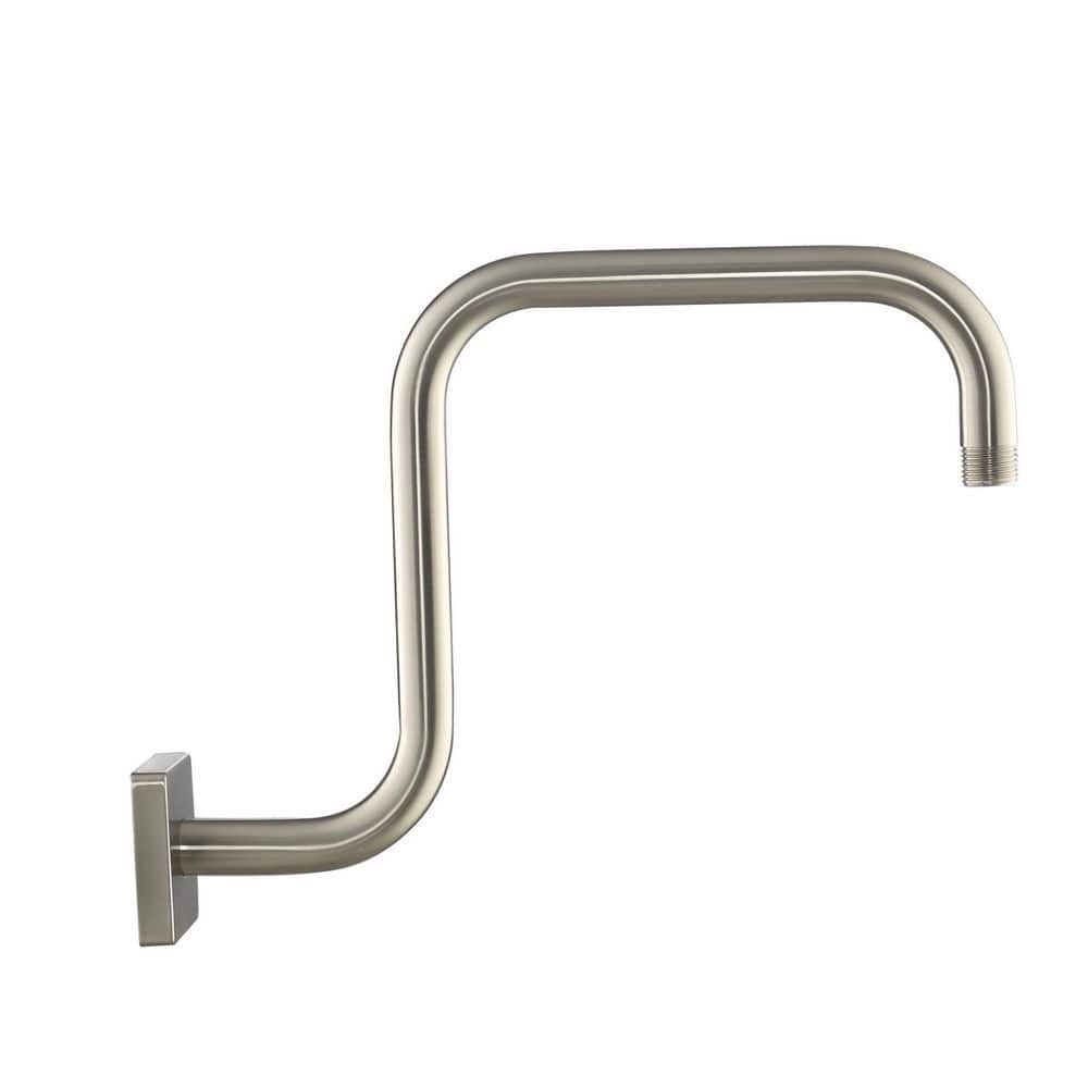 MODONA Gooseneck Square Rain Shower Arm with Flange, Satin Nickel AC40