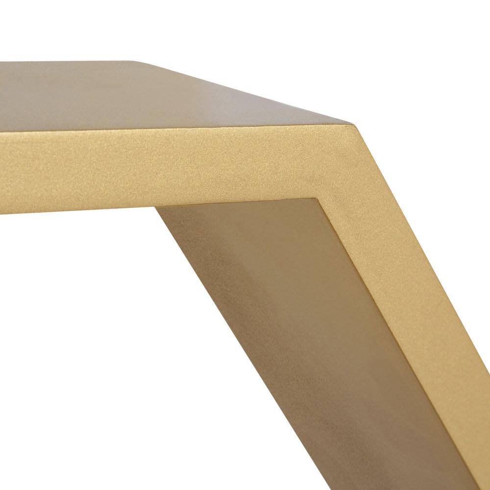 Gold Hexagon Floating Wood Wall Shelf Set