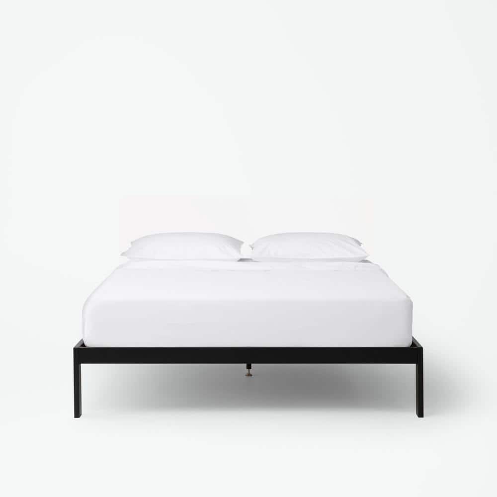 Queen Black Metal Frame Platform Bed with Slats