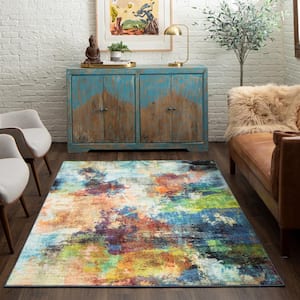 Decollage Multi 4 ft. x 6 ft. Abstract Area Rug