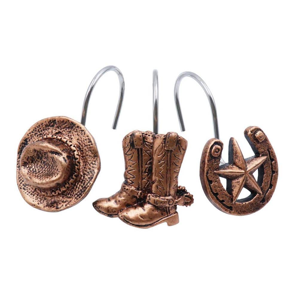 Rings and Hooks Decorative Western Cowboy Farmhouse Shower Curtain Hooks 12 Pack Brown 1.3 in x 1.3 in price history on PriceWatchPro