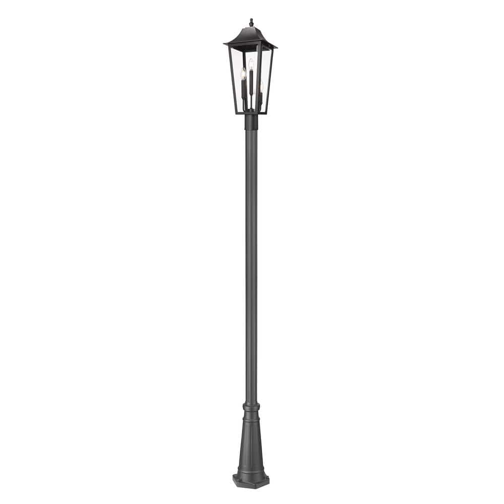 Gannon 3-Light Black Stainless Steel Hardwired Outdoor Marine Grade Post Li