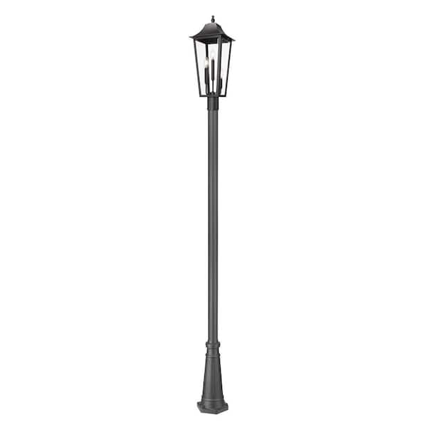 Filament Design Gannon 3-Light Black Stainless Steel Hardwired Outdoor Marine Grade Post Light Set with no bulbs included