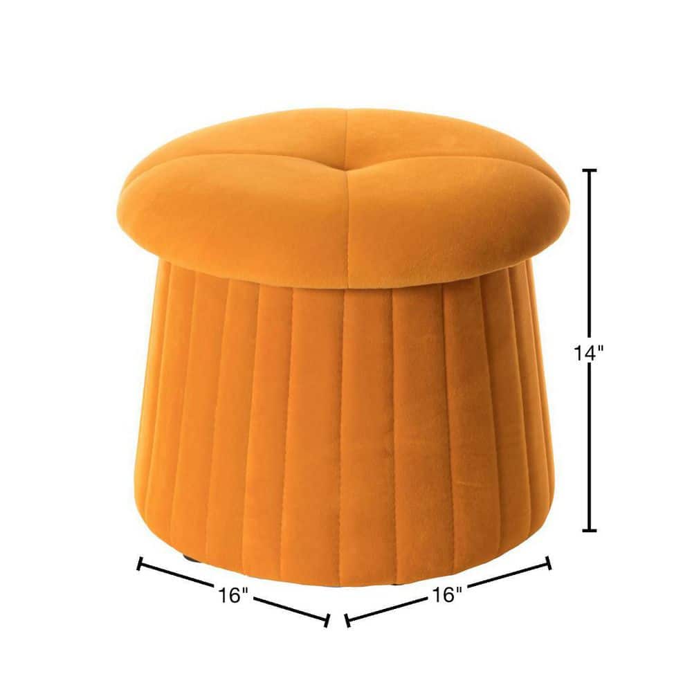 Green Velvet Tufted Round Storage Ottoman