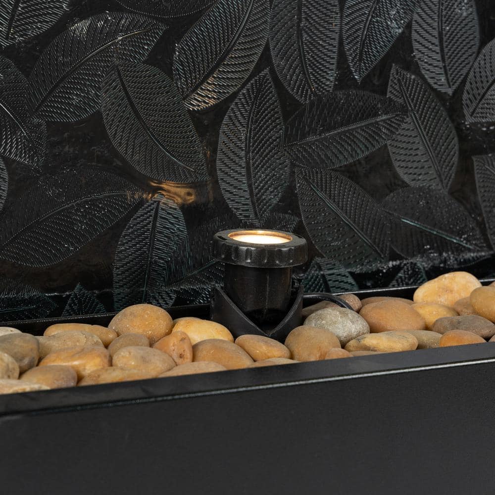 72" Clear Glass and Aluminum Waterfall Fountain with Embossed Leaves
