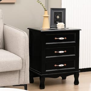 3 Drawers Nightstand Wood Sofa End Side Accent Furniture Table Black
