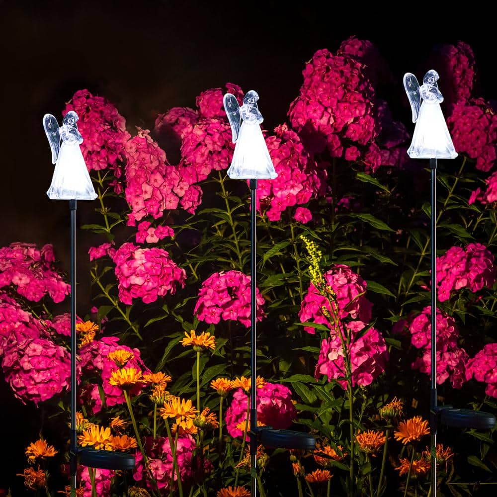 Set of 3 Solar Powered Angel LED Pathway Lights